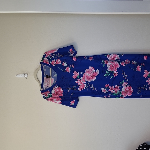 G.i.l.i. Blue Floral Side Slits Effortless Summer Fun Cruise Vacation Dress S/P - Picture 7 of 17